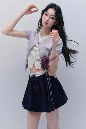Purple Chimes Knit Cardigan Set-Up