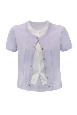 Purple Chimes Knit Cardigan Set-Up