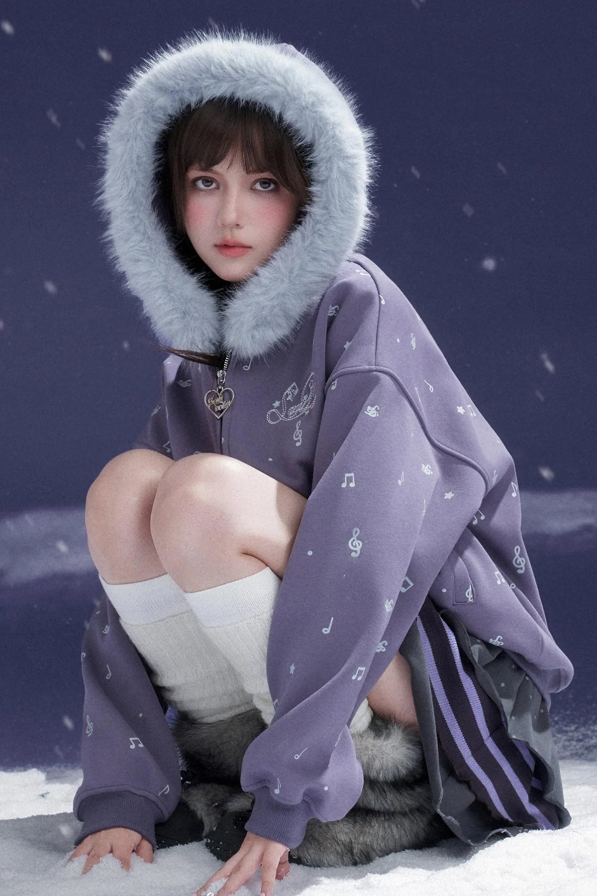 Purple Fleece Hooded Jacket