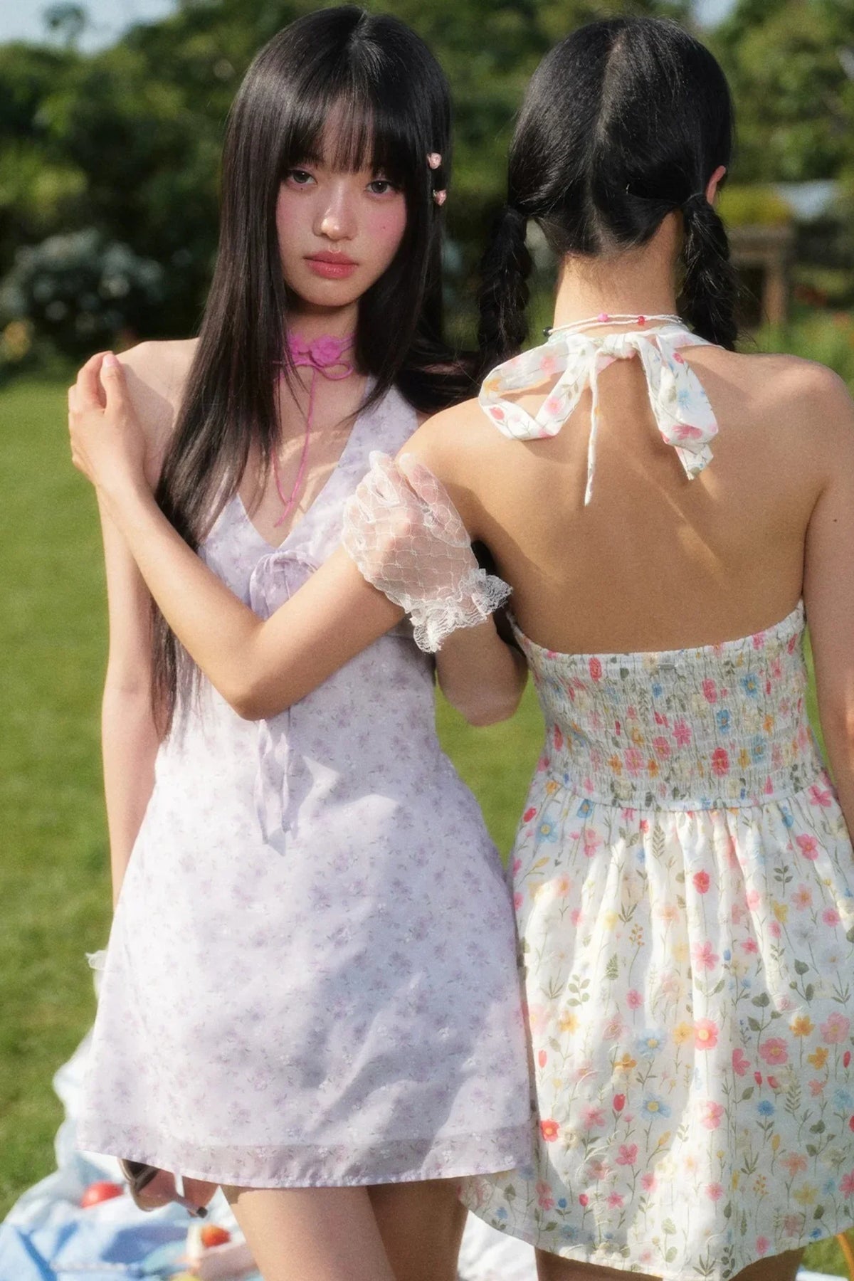 Purple Floral Halter Dress