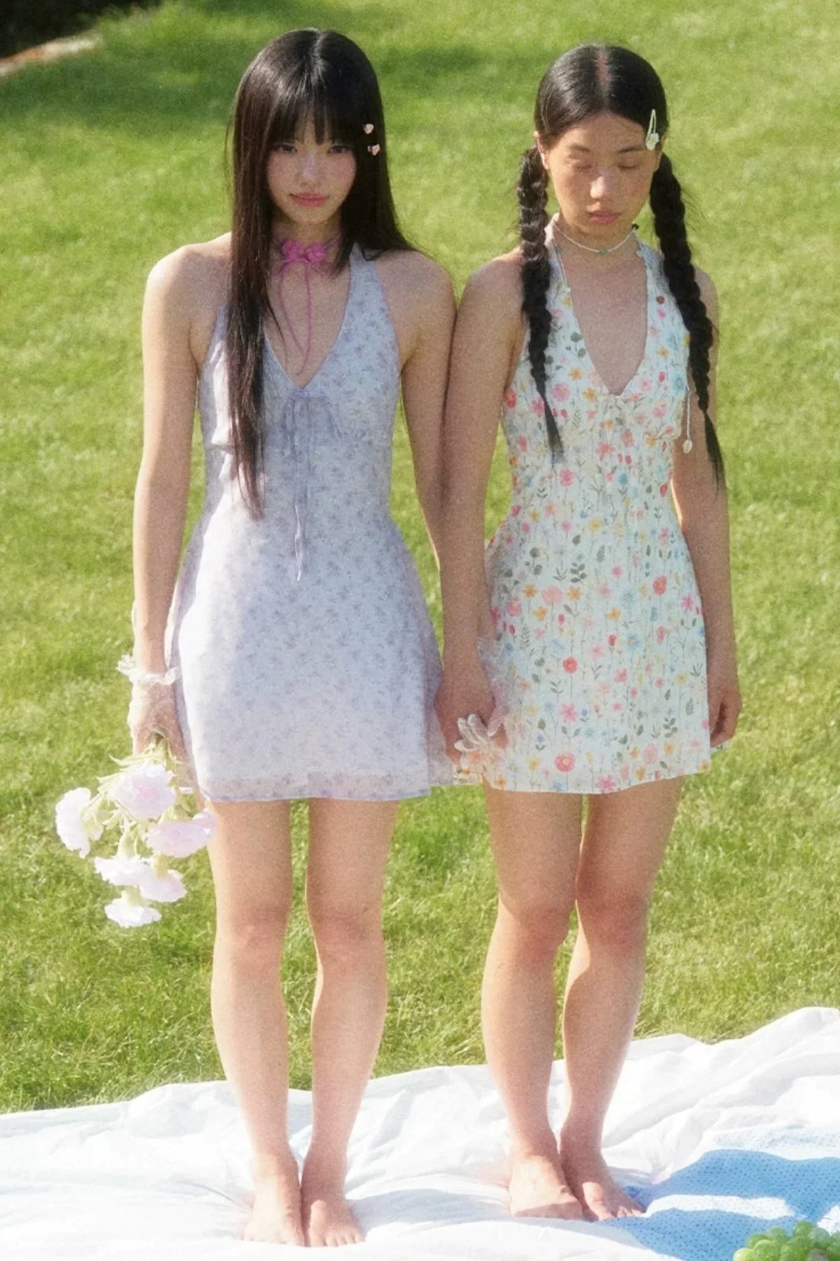 Purple Floral Halter Dress