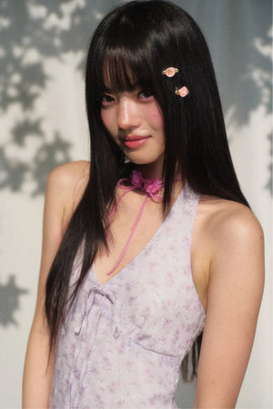 Purple Floral Halter Dress