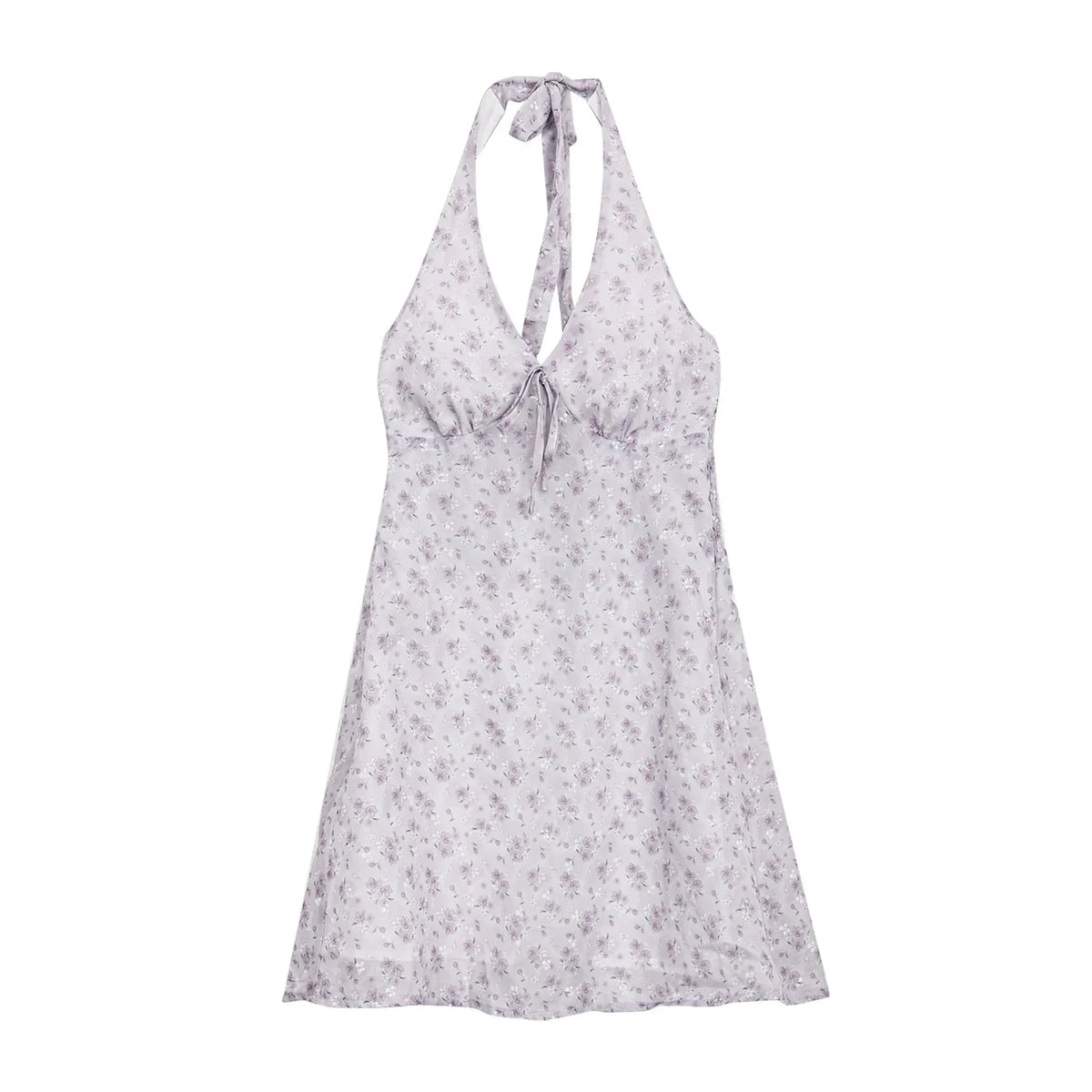 Purple Floral Halter Dress