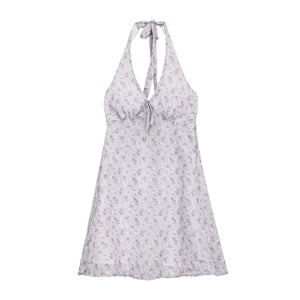 Purple Floral Halter Dress
