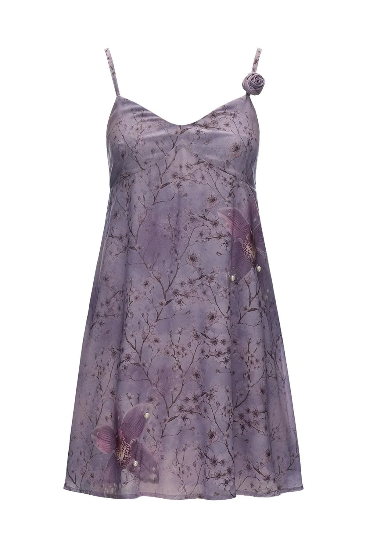 Purple Floral Suspender Dress