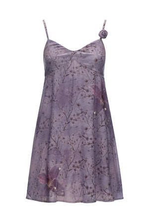 Purple Floral Suspender Dress