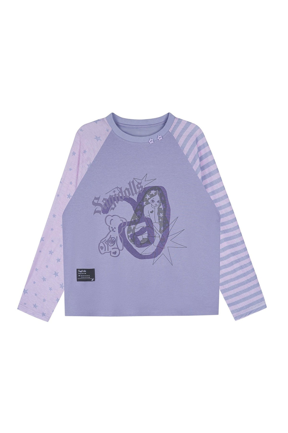 Purple Graffiti Print Raglan Blouse Set-Up