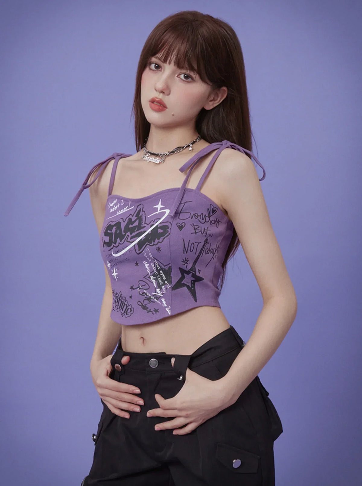 Purple Graffiti Sling Tank Top