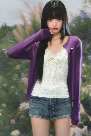 Purple Knit Summer Cardigan Set-Up