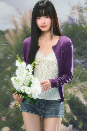 Purple Knit Summer Cardigan Set-Up