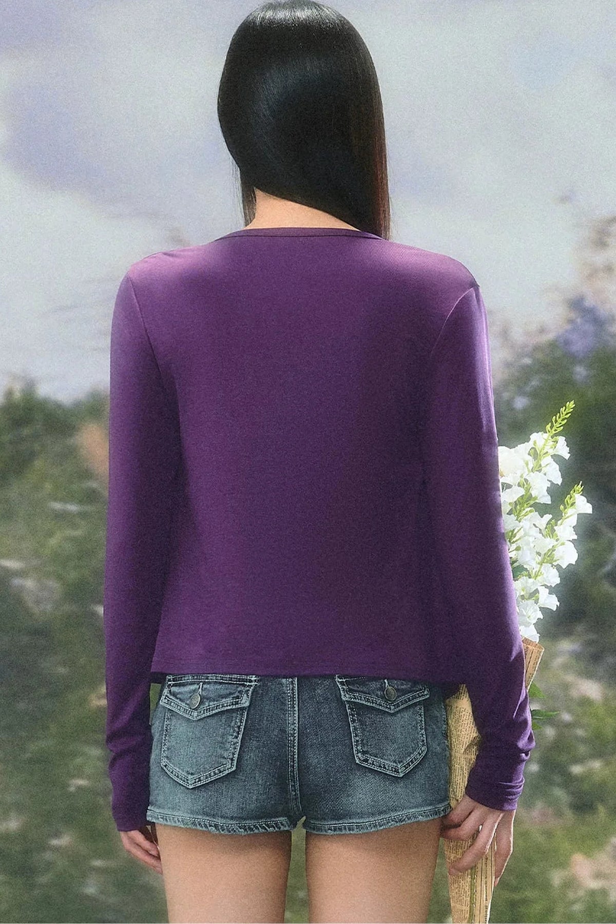 Purple Knit Summer Cardigan Set-Up
