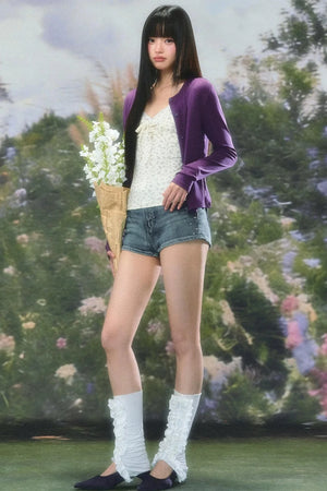 Purple Knit Summer Cardigan Set-Up