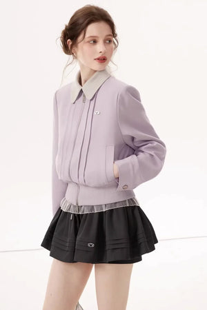 Purple Linen Color-Block Jacket