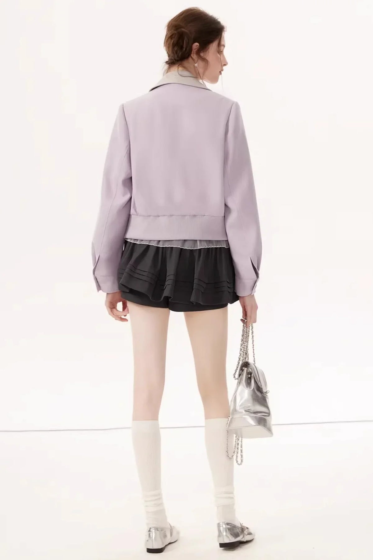 Purple Linen Color-Block Jacket