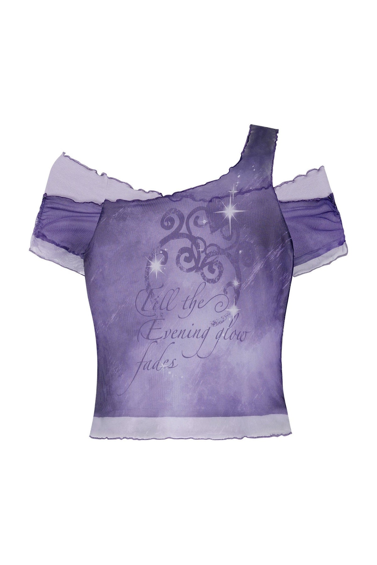 Purple Mesh One-Shoulder Top