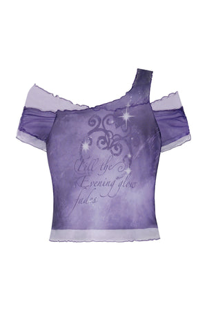 Purple Mesh One-Shoulder Top