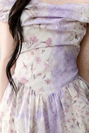 Purple Mist Plaid Off-Shoulder Dress