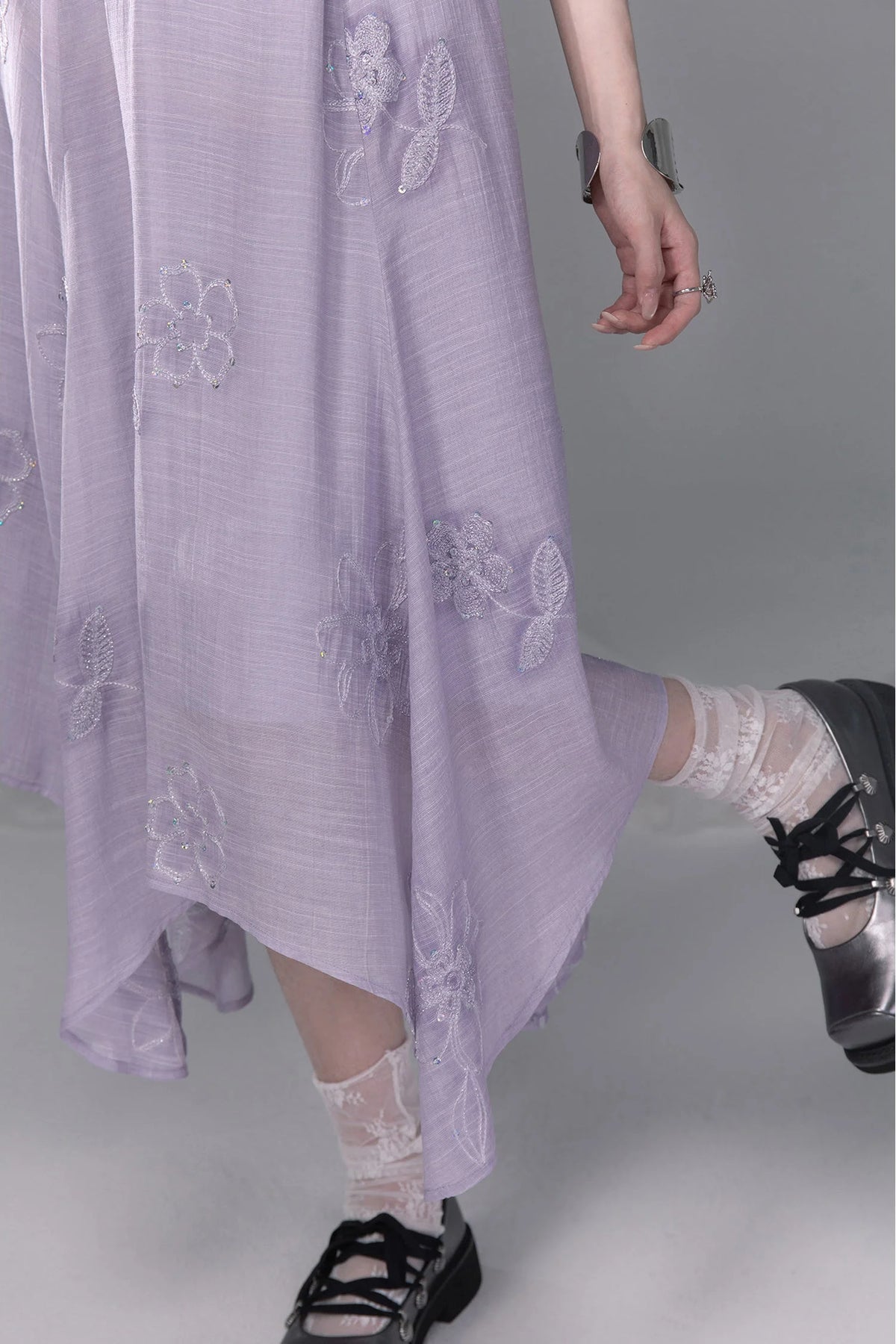 Purple Sequin Camisole And Asymmetrical Hem Dress Set