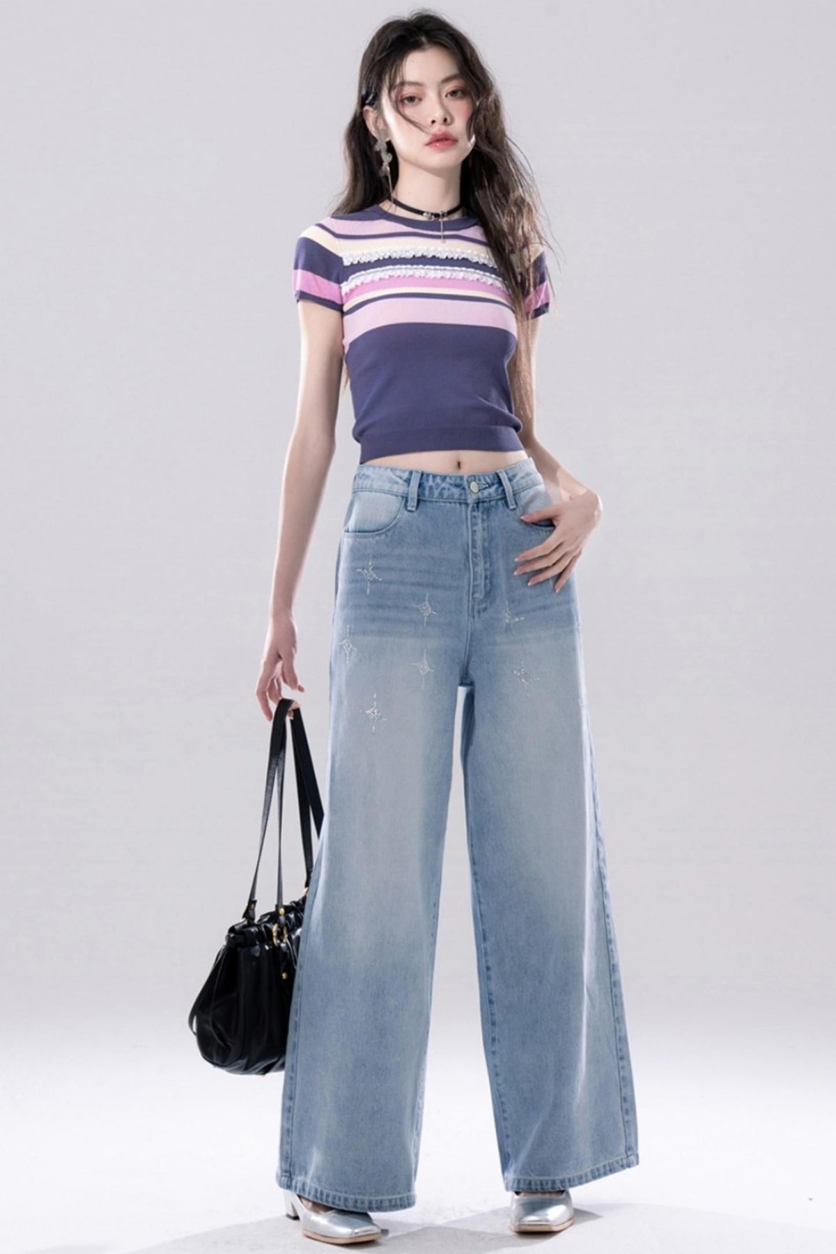Purple Stripe Knit Top