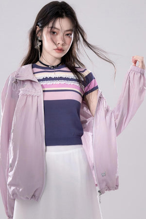 Purple Stripe Knit Top
