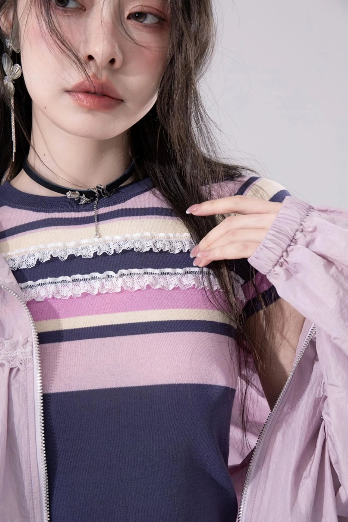 Purple Stripe Knit Top