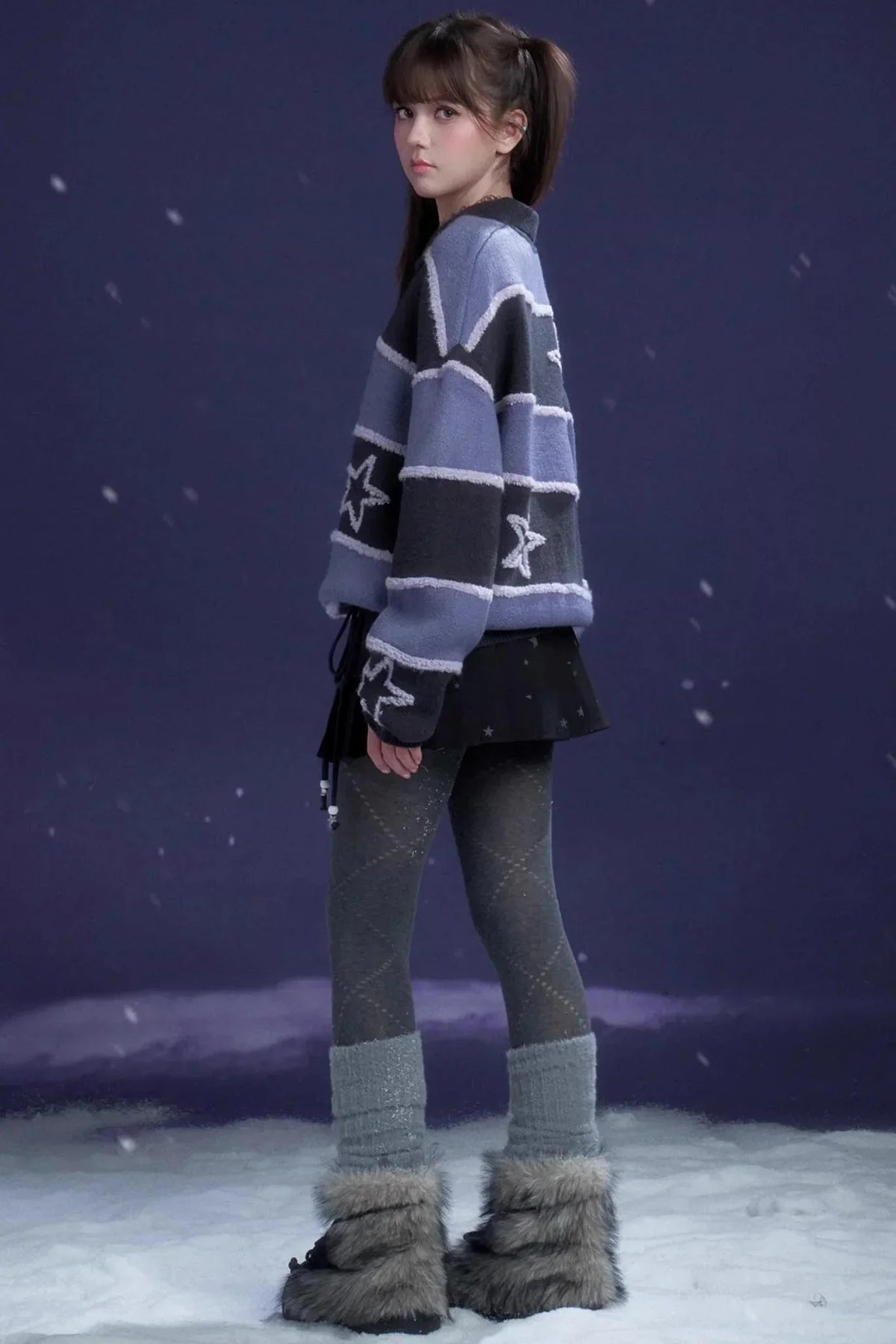 Purple Striped Star Sweater