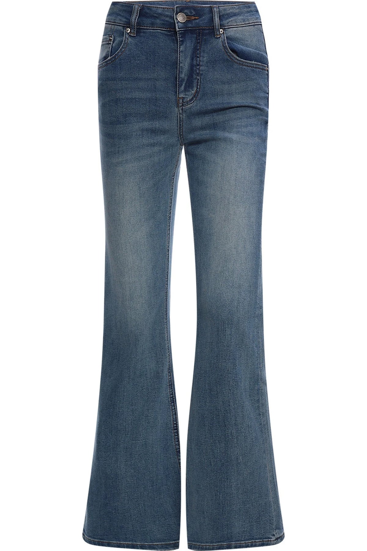 Purple Tie Flutter Sleeve Top and Denim Pants Set-Up
