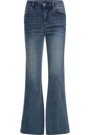 Purple Tie Flutter Sleeve Top and Denim Pants Set-Up