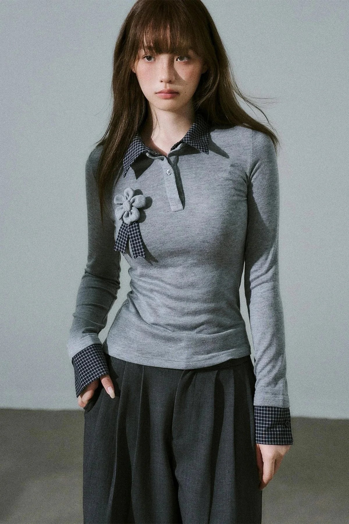 Quiet Plaid Long-sleeved Shirt