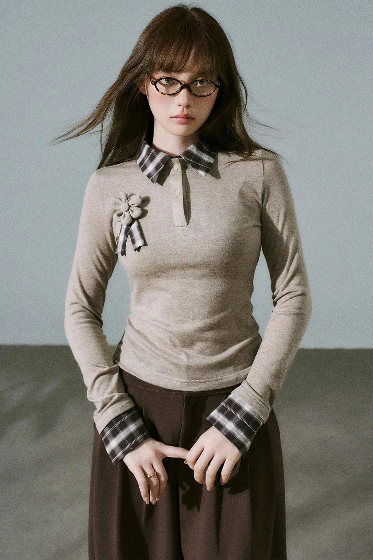 Quiet Plaid Long-sleeved Shirt