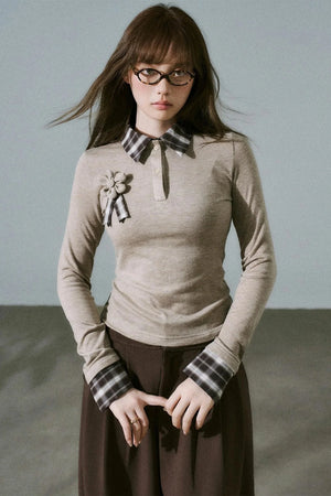 Quiet Plaid Long-sleeved Shirt