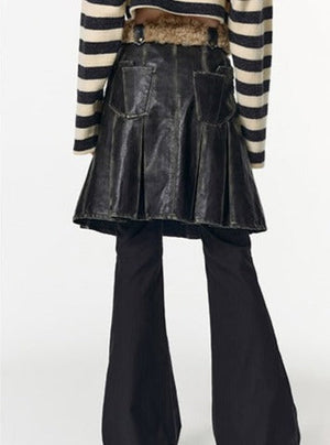 Quilted thick pu leather cotton coat