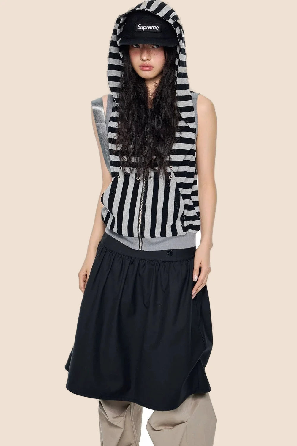 Rabbit Ear Striped Hooded Vest