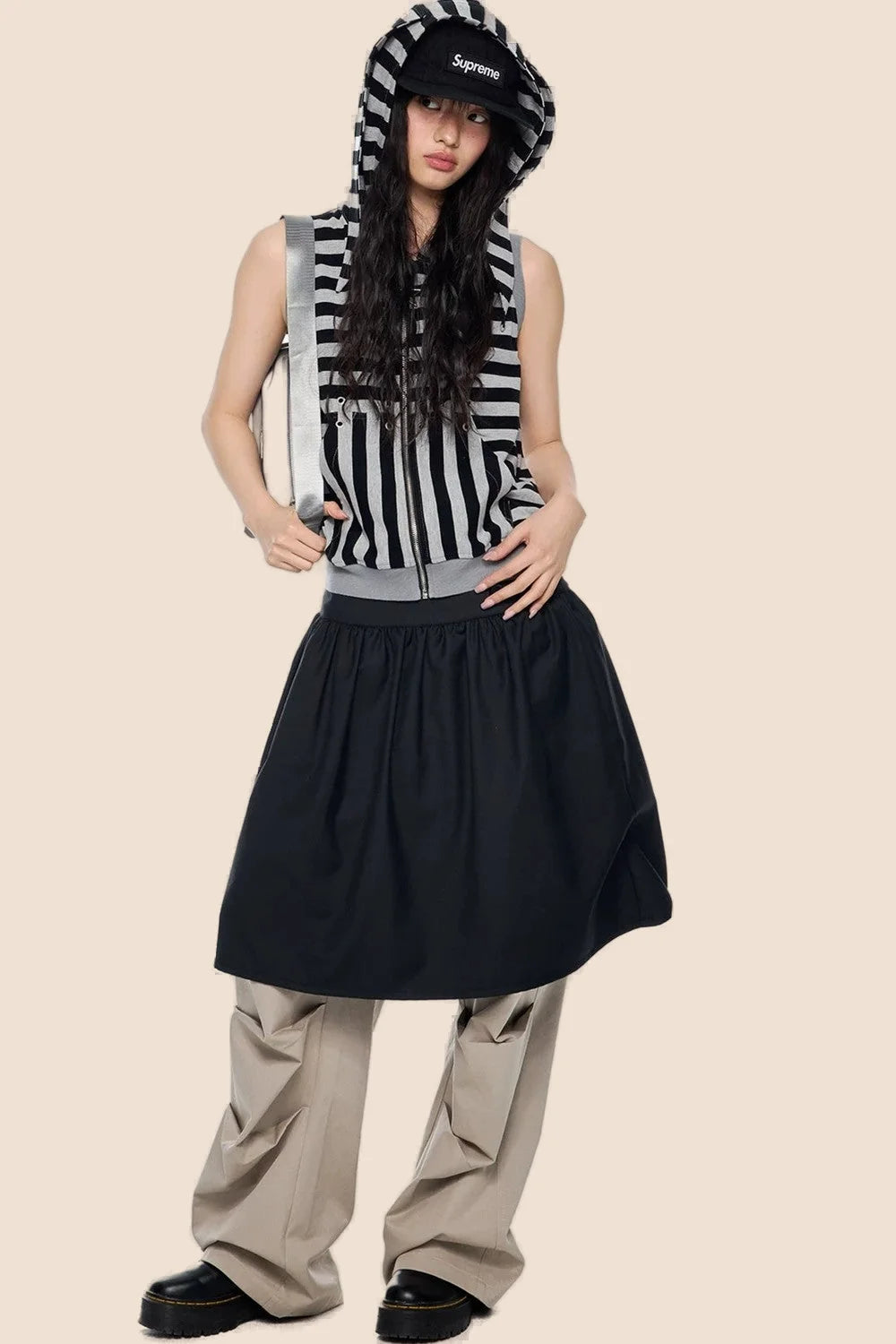 Rabbit Ear Striped Hooded Vest