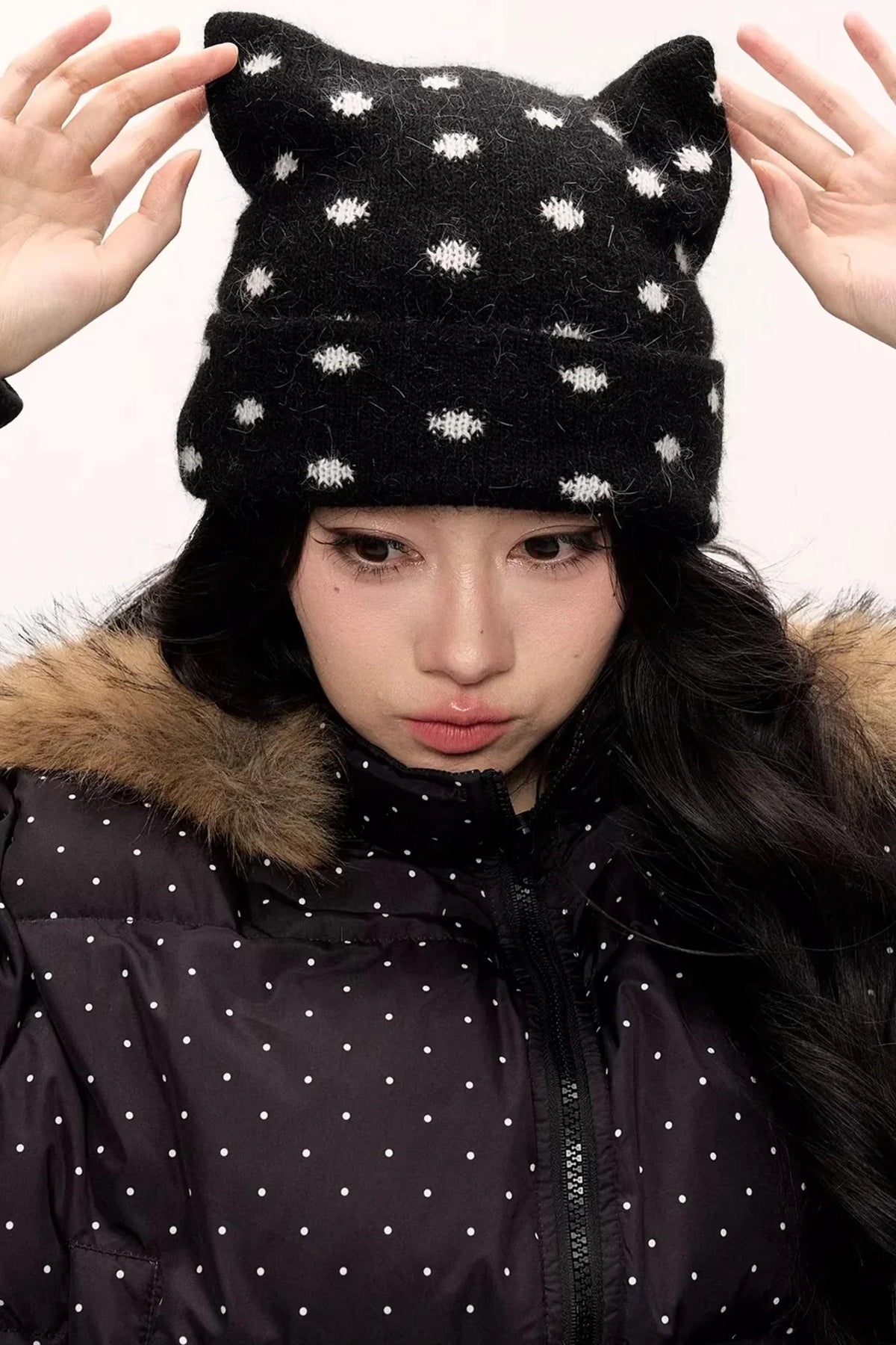 Rabbit Fur Cat Ear Hat