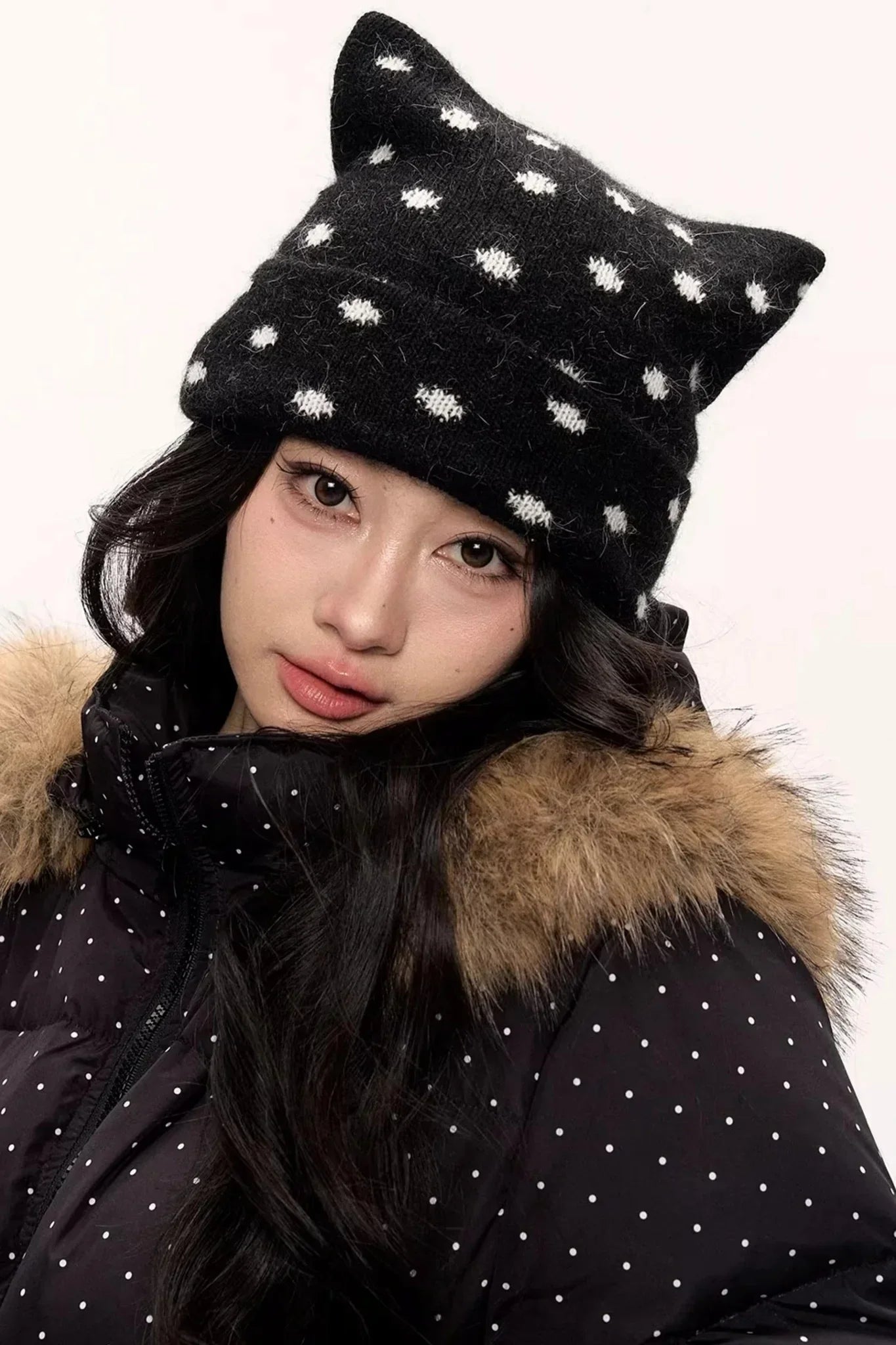 Rabbit Fur Cat Ear Hat