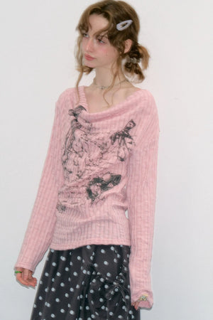 Rabbit Graffiti Knit Blouse