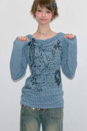 Rabbit Graffiti Knit Blouse