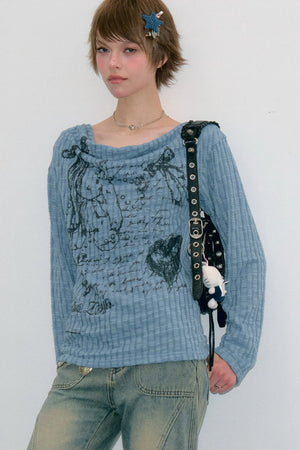 Rabbit Graffiti Knit Blouse