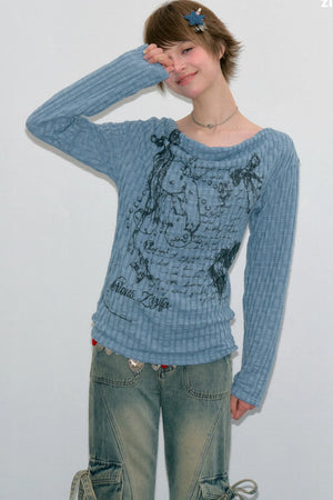 Rabbit Graffiti Knit Blouse