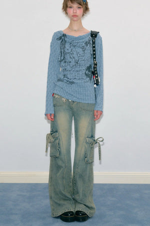 Rabbit Graffiti Knit Blouse