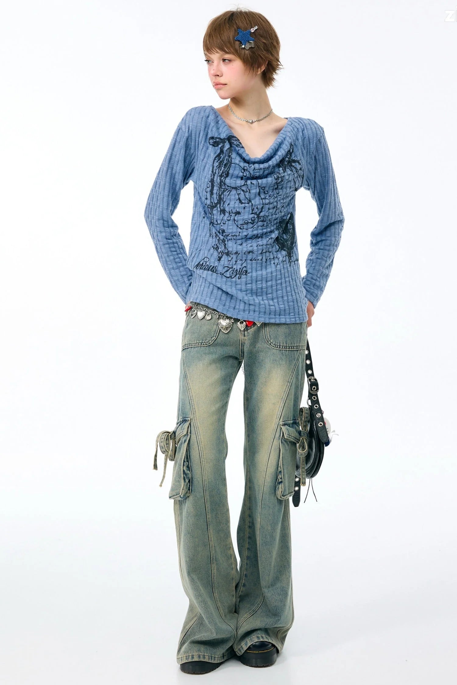 Rabbit Graffiti Knit Blouse