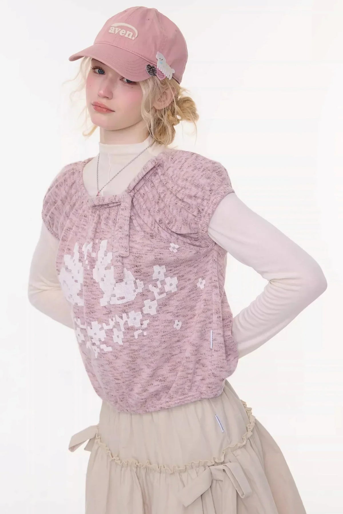 Rabbit Print Knit Blouse
