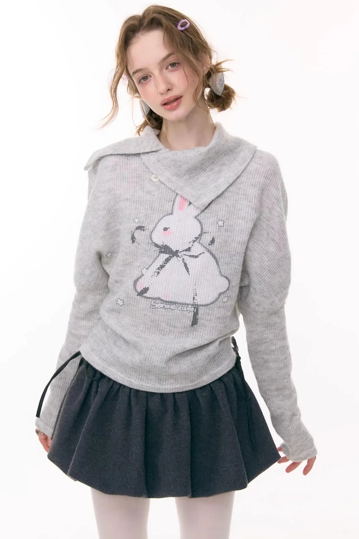 Rabbit Print Knitted Top