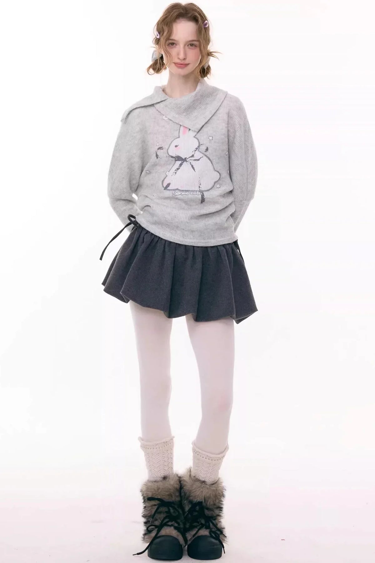 Rabbit Print Knitted Top