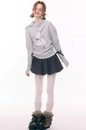 Rabbit Print Knitted Top