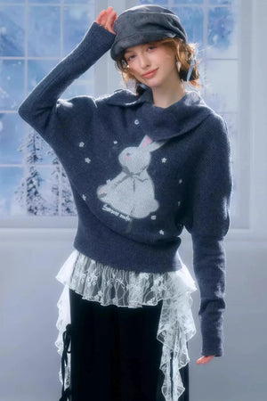 Rabbit Print Knitted Top