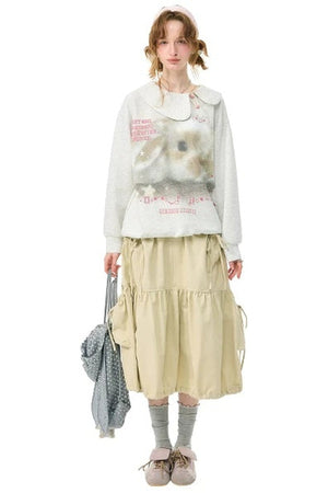 Rabbit Print Peter Pan Collar Sweatshirt