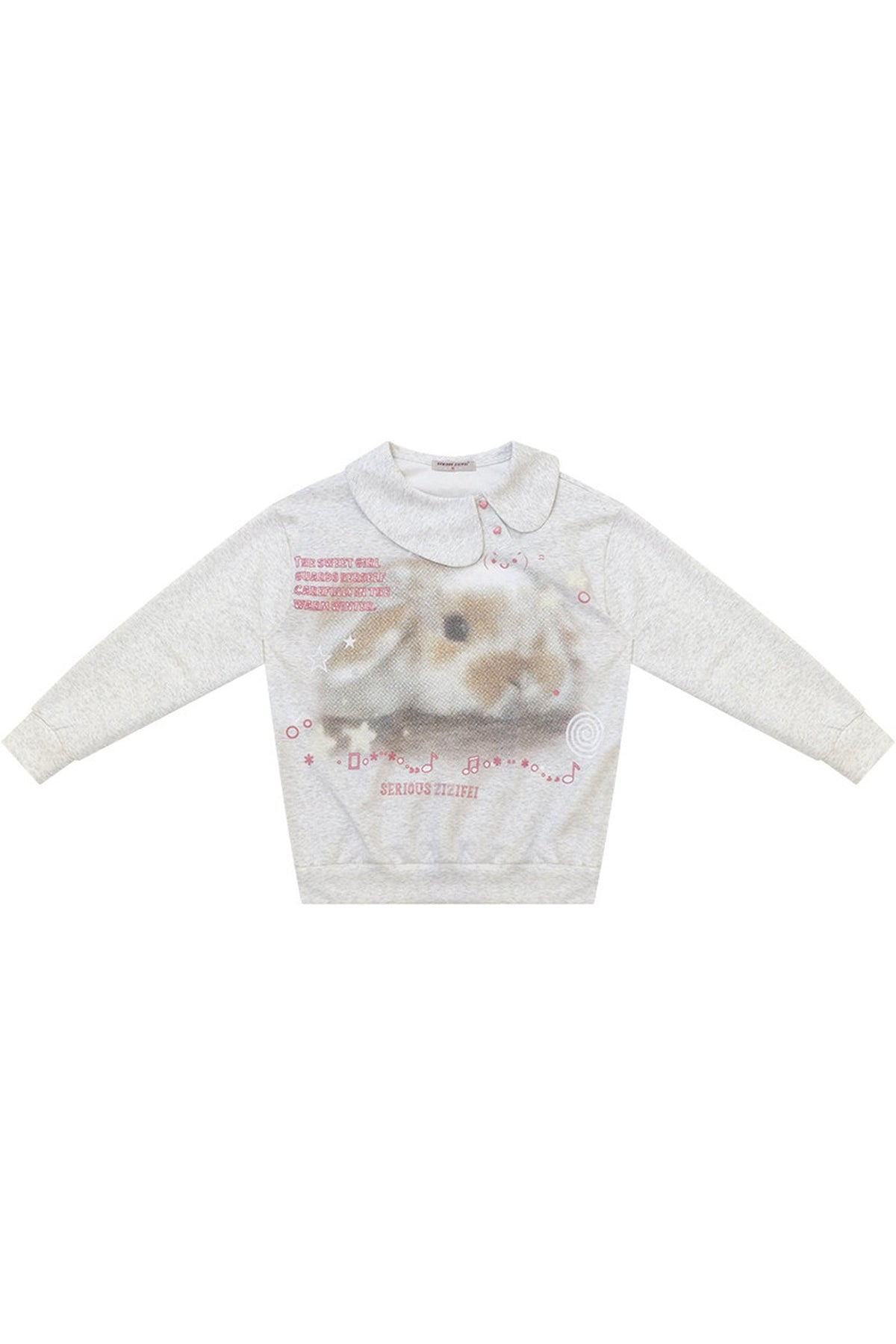 Rabbit Print Peter Pan Collar Sweatshirt