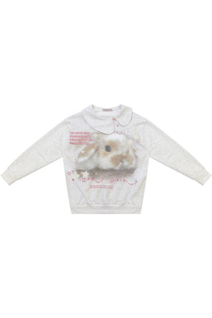 Rabbit Print Peter Pan Collar Sweatshirt